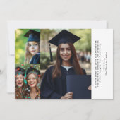 ピンク色の白い高校のコラージュ写真卒業 案内状 (裏面)