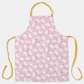 ピンク色の白い鶏 エプロン (正面)