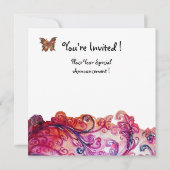 ピンク色の白お洒落がフローラハートパーティーを飾る 招待状 (裏面)