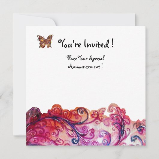 ピンク色の白お洒落がフローラハートパーティーを飾る 招待状 (裏面)