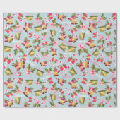 ピンク色の白かわいいクリスマスプレゼントで名前をパーソナライズ ラッピングペーパー (フラット)