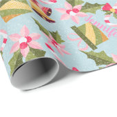 ピンク色の白かわいいクリスマスプレゼントで名前をパーソナライズ ラッピングペーパー (ロールコーナー)