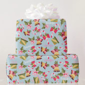 ピンク色の白かわいいクリスマスプレゼントで名前をパーソナライズ ラッピングペーパー