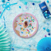 ピンク色の白かわいい紙プレート ペーパープレート (パーティー)