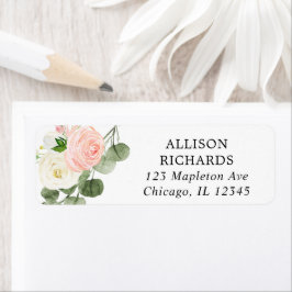 ピンク色の白と緑のフローラ ラベル
