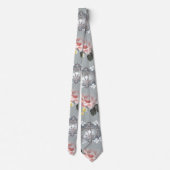 ピンク色の白と黄色の花 ネクタイ (裏面)