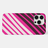ピンク色の白と黒の対角線のストライプ iPhoneケース (裏面横)
