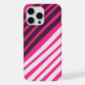 ピンク色の白と黒の対角線のストライプ iPhoneケース (裏面)