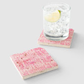 ピンク色の白の吸息的平和の愛 ストーンコースター (横)