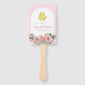 ピンク色の白フローラ中国のア結婚チ ハンドファン (正面)