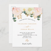 ピンク色の白フローラ金ゴールド結婚の緑 ポストカード (正面/裏面)