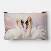 ピンク色の白鳥のペアフローラ アクセサリーポーチ (裏面)