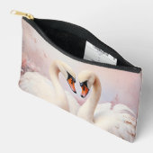 ピンク色の白鳥のペアフローラ アクセサリーポーチ (見開き)