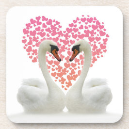 ピンク色の白鳥を愛するハート コースター