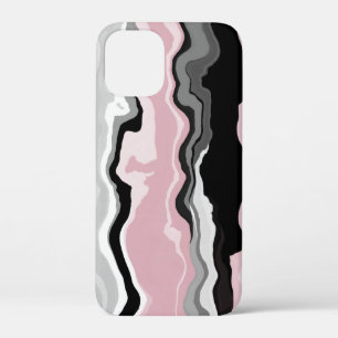 ピンク色の白黒抽象芸術 iPhone 12 MINI ケース