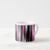 ピンク色の白黒 エスプレッソカップ (正面右)