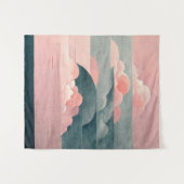 ピンク色の空の純粋ユニークで美しい視覚 タペストリー (正面(横))