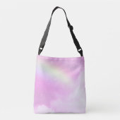 ピンク色の空ふわふわの雲と虹 クロスボディバッグ (裏面)