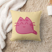 ピンク色の笑顔の子ネコ クッション (ブランケット)