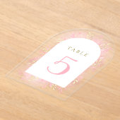 ピンク色の紅葉テーブル番号 アクリル招待状 (レイダウン)