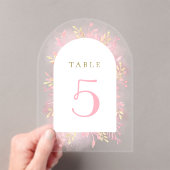 ピンク色の紅葉テーブル番号 アクリル招待状 (インサイチュ (ポータブル))