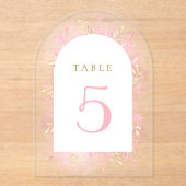 ピンク色の紅葉テーブル番号 アクリル招待状 (正面)