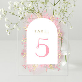 ピンク色の紅葉テーブル番号 アクリル招待状