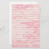 ピンク色の紙女の子らしが並んだ迷彩柄 便箋 (正面/裏面)