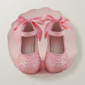ピンク色の素敵な靴 ラウンドクッション (裏面)