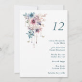 ピンク色の紫と青の花と蝶 招待状 (正面)