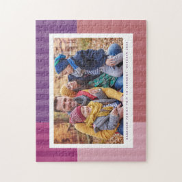 ピンク色の紫のおもしろいカラフルパーソナライズされた写真 ジグソーパズル