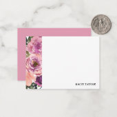 ピンク色の紫のフローラパーソナライズされたノートカード ノートカード (正面/裏面インサイチュ)
