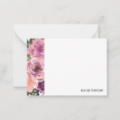 ピンク色の紫のフローラパーソナライズされたノートカード ノートカード (正面)