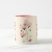 ピンク色の紫の斑点のあるランのヴィンテージ マグカップ (中央)