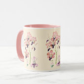 ピンク色の紫の斑点のあるランのヴィンテージ マグカップ (正面左)