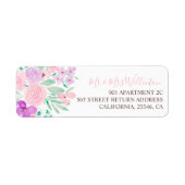 ピンク色の紫の緑のフローラの戻結婚り値 ラベル (正面)