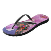 ピンク色の紫の蝶の蘭の花の水色 ビーチサンダル (アングル)