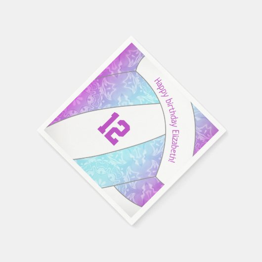 ピンク色の紫の青の女の子バレースポーツ スタンダードカクテルナプキン (角)