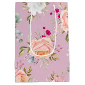 ピンク色の紫エレガントフローラ ミディアムペーパーバッグ (裏面)