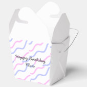 ピンク色の紫ストライプのハッピーバースデー名の追加文字 フェイバーボックス (見開き)