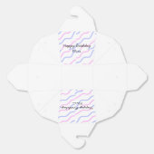 ピンク色の紫ストライプのハッピーバースデー名の追加文字 フェイバーボックス (見開き)