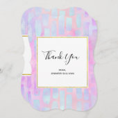 ピンク色の紫色と青色の四角形あり サンキューカード (正面/裏面)