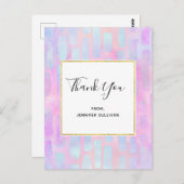 ピンク色の紫色と青色の四角形あり ポストカード (正面/裏面)