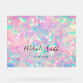 ピンク色の紫色のオパールの背景 アクリルサイン (正面)