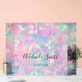 ピンク色の紫色のオパールの背景 アクリルサイン (ウェディング)