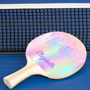 ピンク色の紫色のホログラフィックドリップ 卓球ラケット