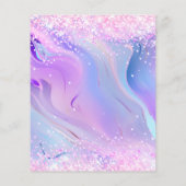 ピンク色の紫色のホログラフィック誕生日の招待状 (裏面)