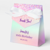 ピンク色の紫色のホログラフィック誕生日 フェイバーボックス (正面サイド)