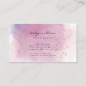 ピンク色の紫色の水彩 名刺 (裏面)