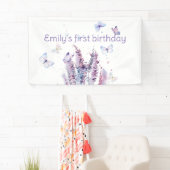 ピンク色の紫色の花蝶の誕生日 横断幕 (インサイチュ)